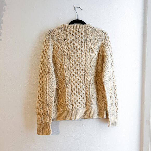 Authentic Vintage Boreen Handknits Irish Aran Fisherman Ivory Cable-Knit Sweater - Picture 7 of 7